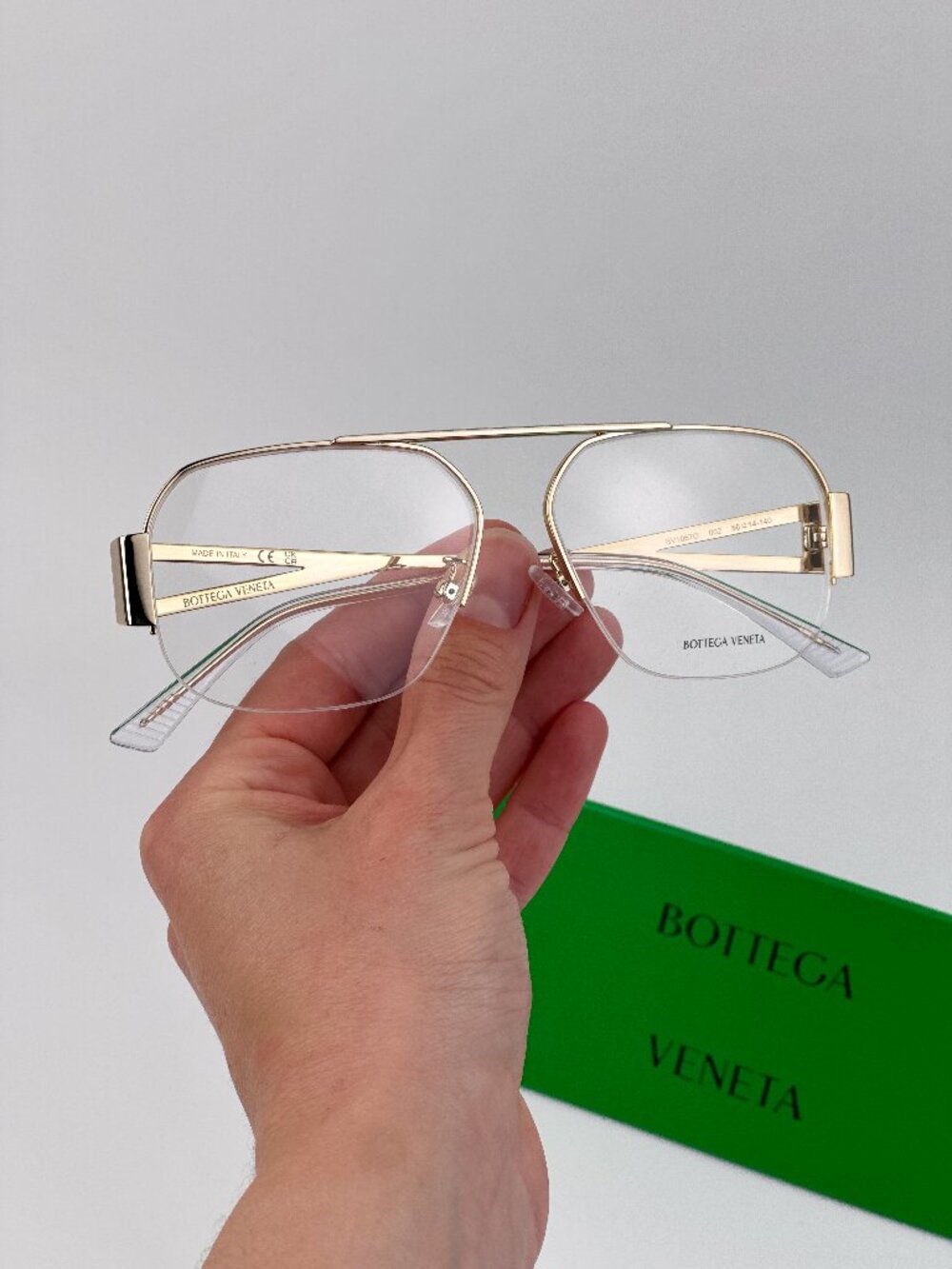 Bottega Veneta Women Eyeglasses Gold Pilot BV1067O 002 NEW AUTHENTIC